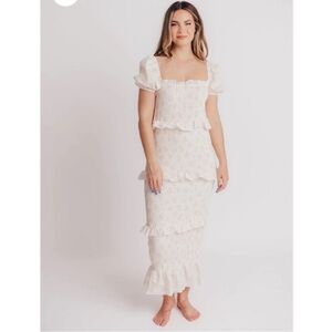 Worth Collective Ada Smocked Pink Floral Dress Size Small